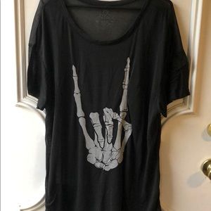 Sheer Skeleton Hand Flowy Tee